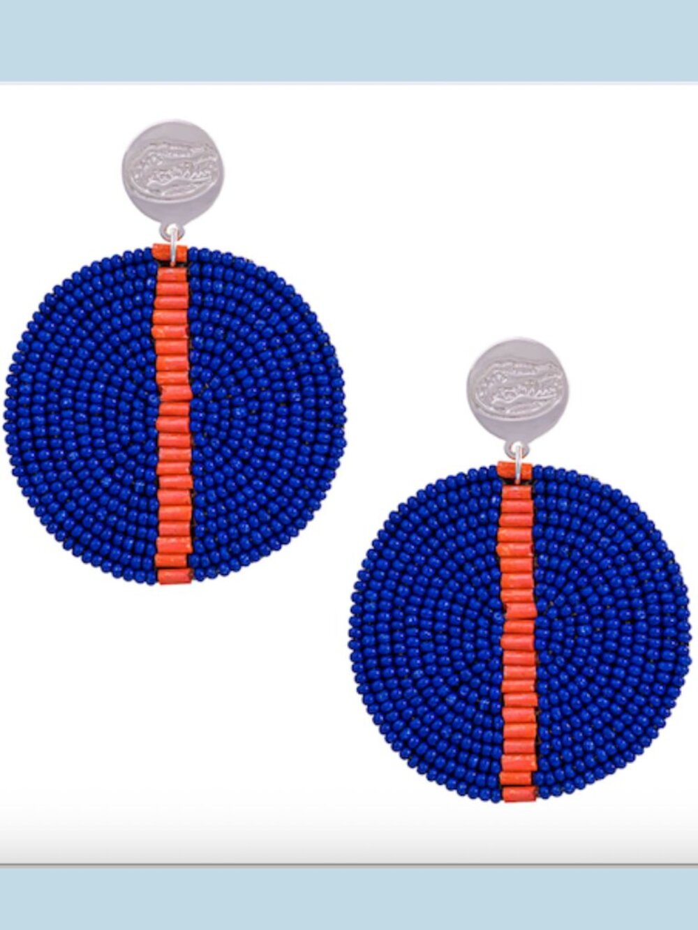 University of Florida Gators Earrings Hand Beaded Gator Logo UF Orange Blue NEW